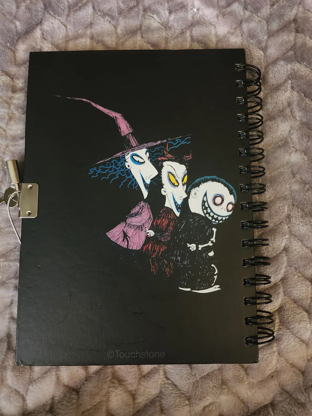 Tim Burton The Nightmare Before Christmas Black Spiral Notebook with Lock/Unused